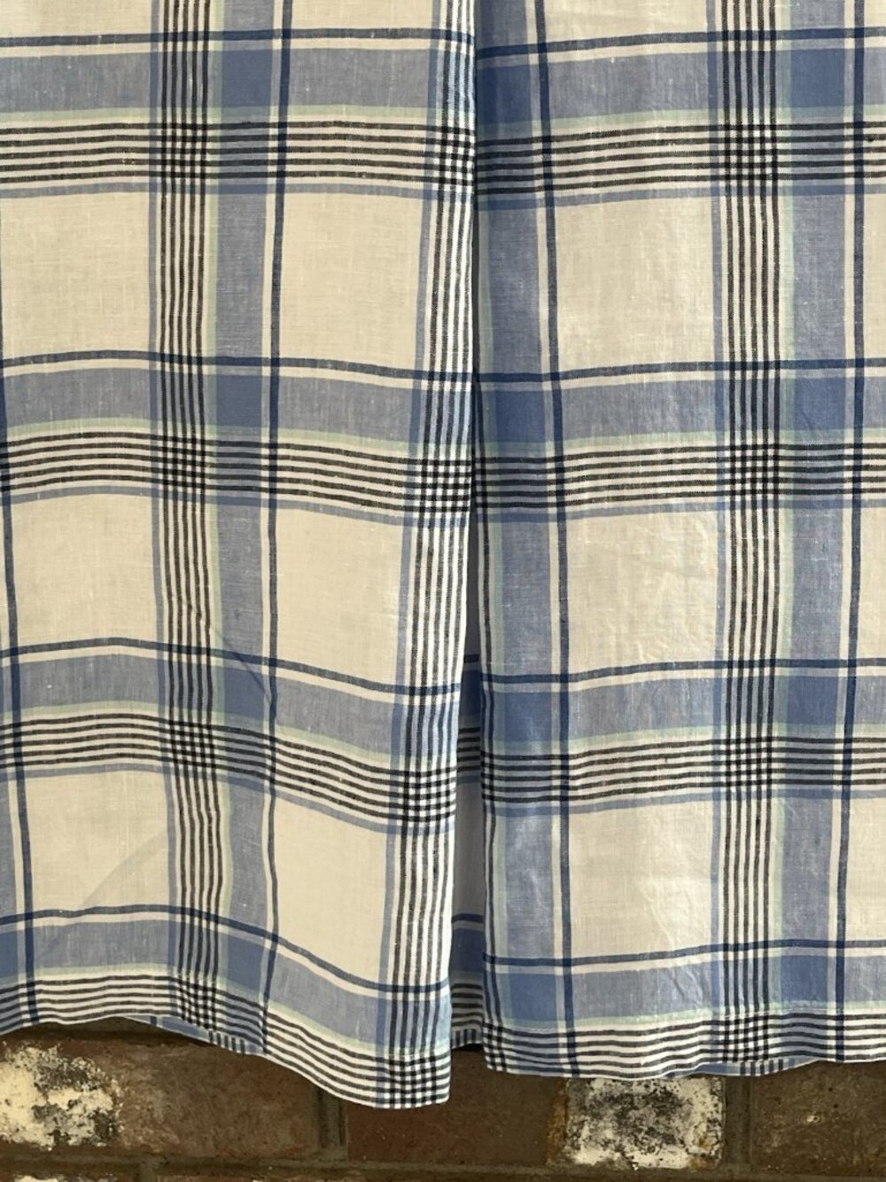 J. Jill Love Linen Shift Shirt Dress Blue & White Plaid Button Up Pockets XS - Picture 4 of 5